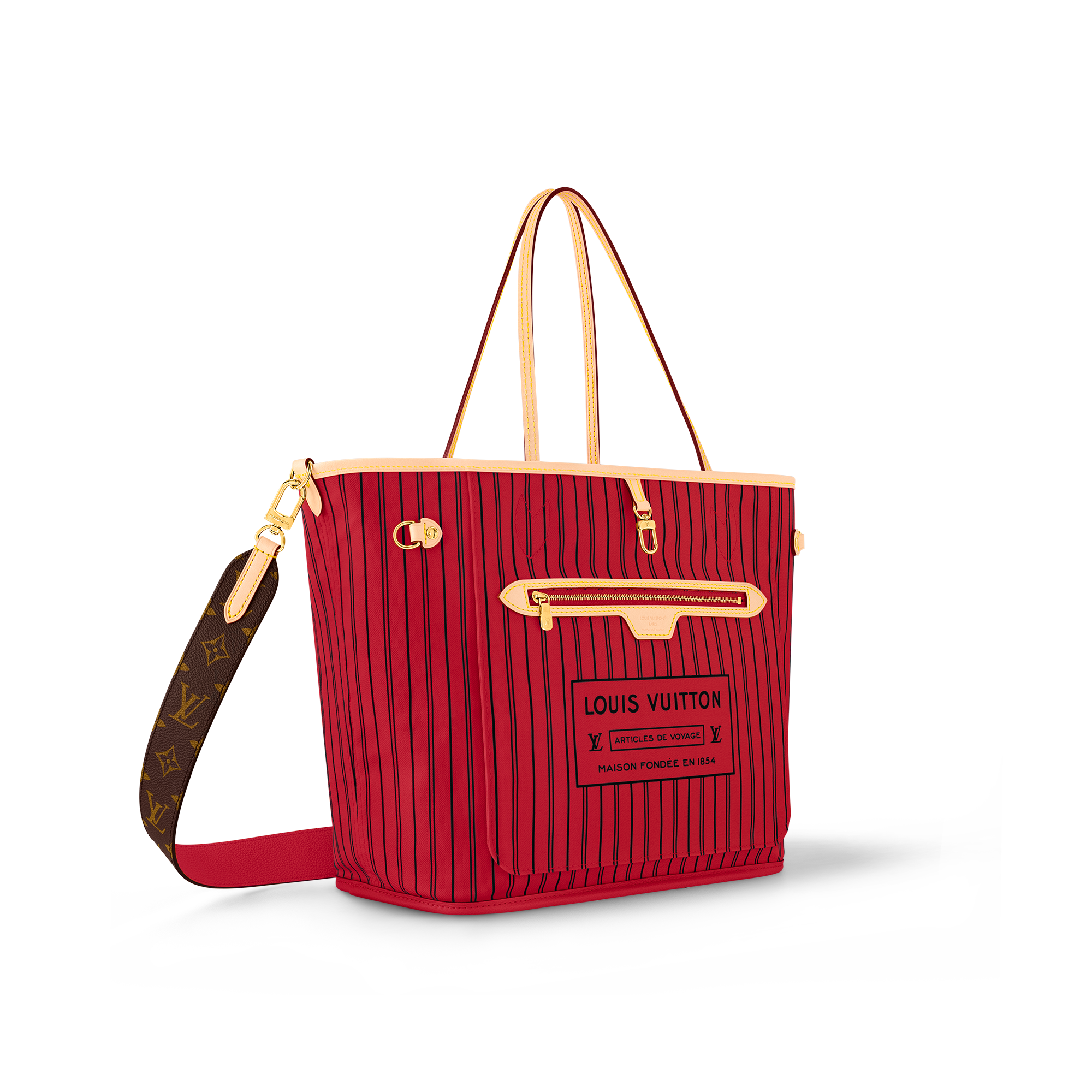 Louis Vuitton トートバッグ ベージュ/レッド Authentic Louis Vuitton Classic Monogram Canvas with Red